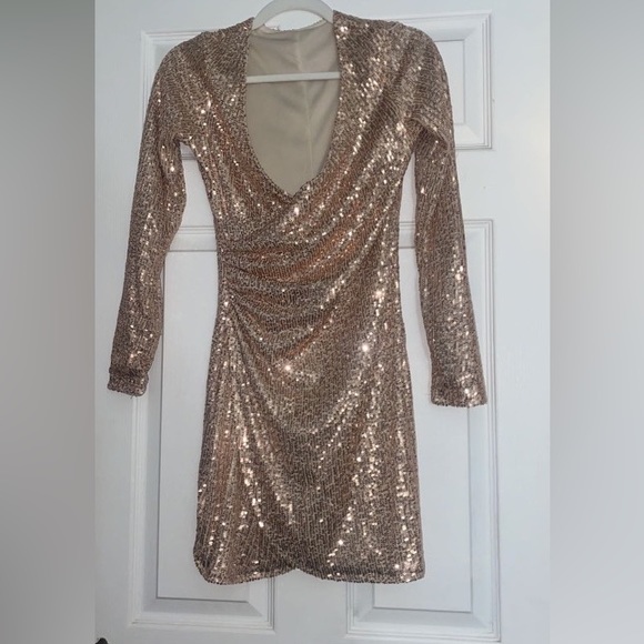 Rose Gold Sequin Wrap Dress | Color: Gold | Size: S | Shilohmitten's Closet